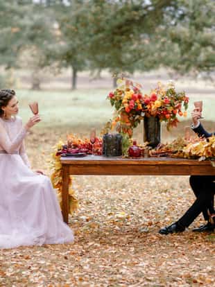 Wedding dinner for two. The autumn wedding.