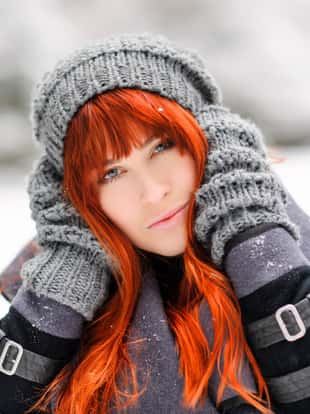 young beautiful woman portrait in winter season.