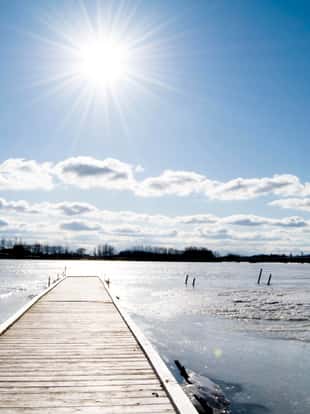 "Inspirational background, a dock and bright sunlight."