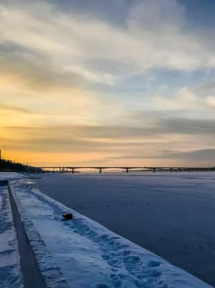 Embankment of the Kama River in Perm in winter