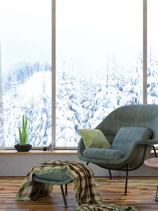 Winter Concept with Armchair. 3d render