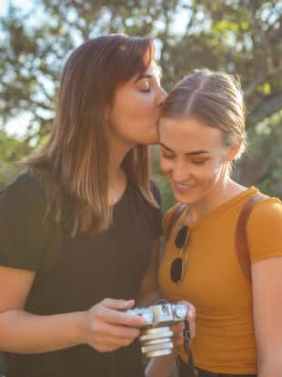 Lesbian couple having a lovely moment