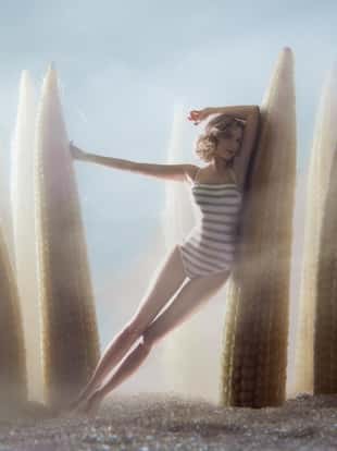 "Artwork from big sureal series with giant fruits, vegetables and sweet food.Photo compilation. Photo and hand-drawing elements combined. The grain and texture added."