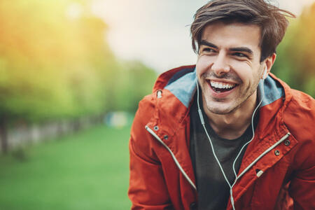 Portrait of a happy young man with headphones